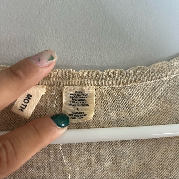 Moth Anthropologie Fanning Flames Short Sleeve Embroidered Sweater Top - Picture 6 of 9